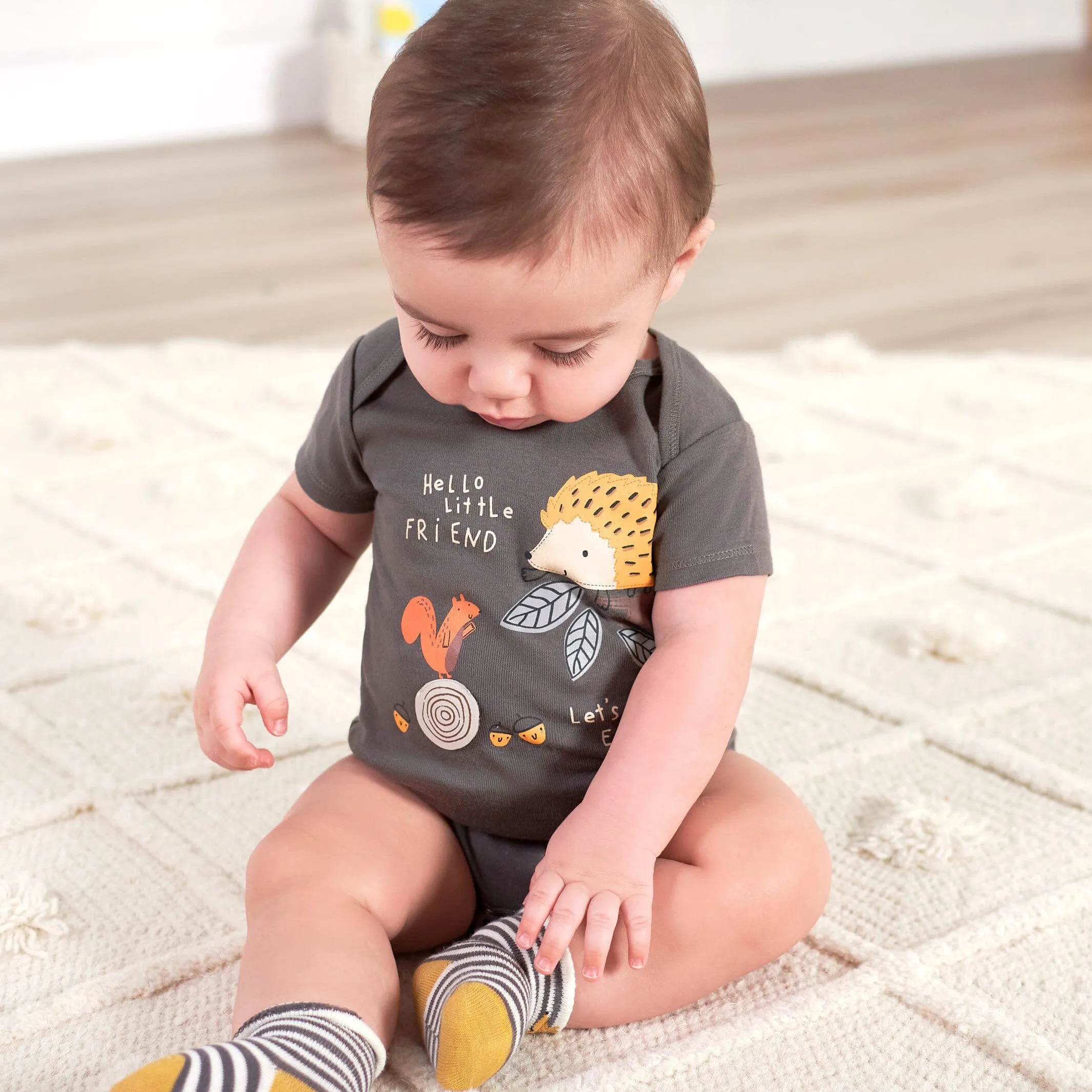 10-Piece Baby Boys Hedgehog Onesies® Bodysuits, Pants, and Caps Set