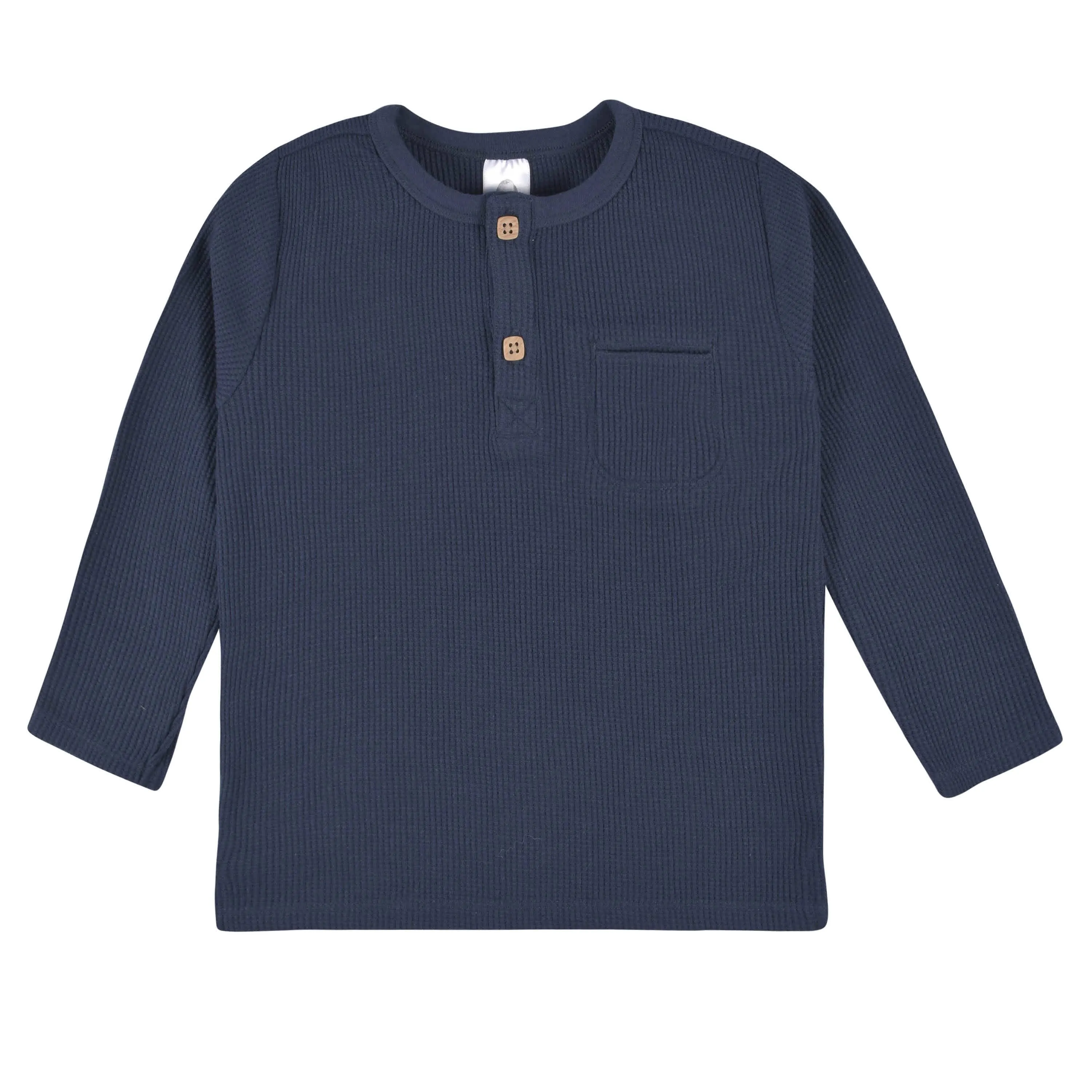 2-Pack Infant & Toddler Boys Dusty Blue & Navy Waffle Knit Henleys