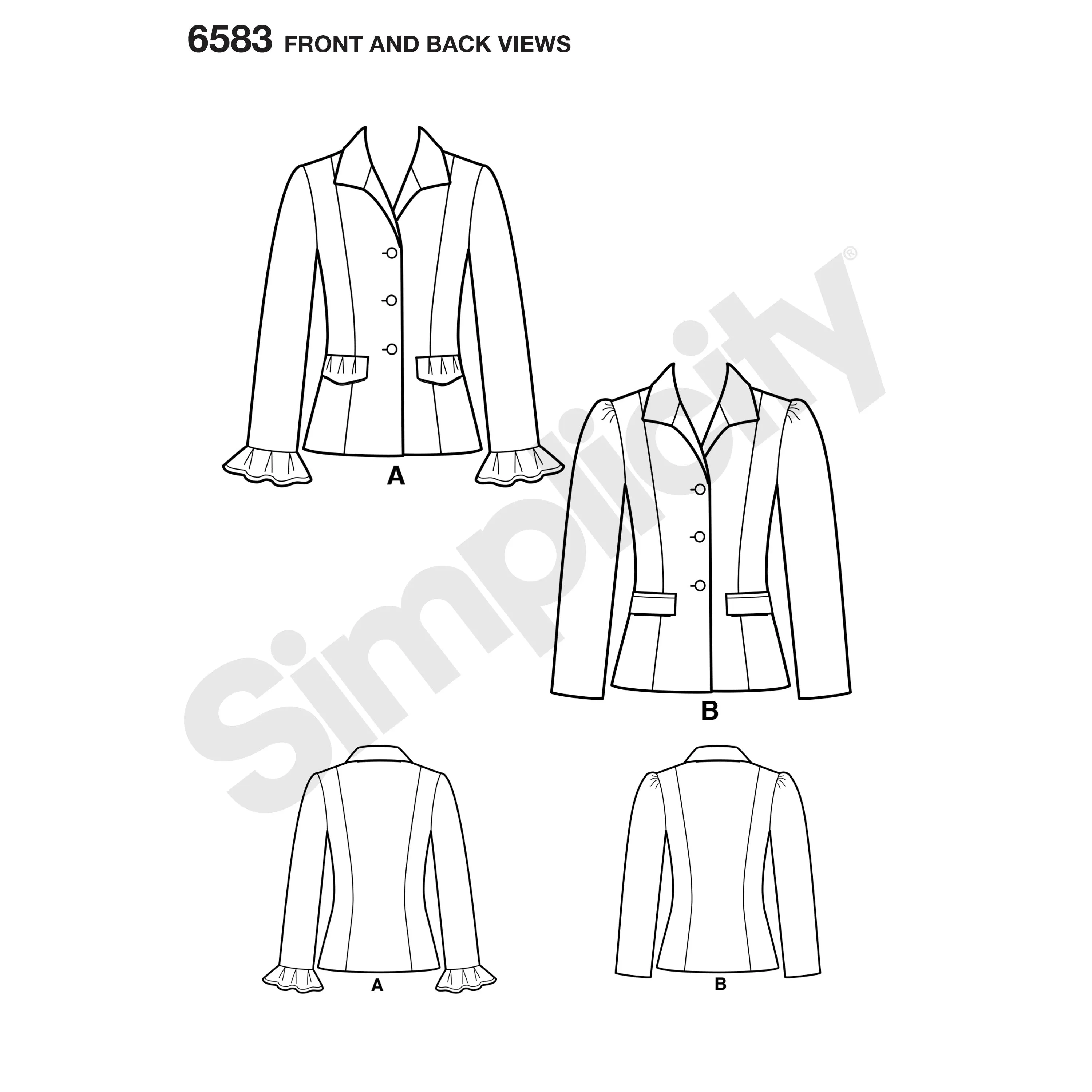 6583 New Look Pattern 6583 Misses' Lined Jacket