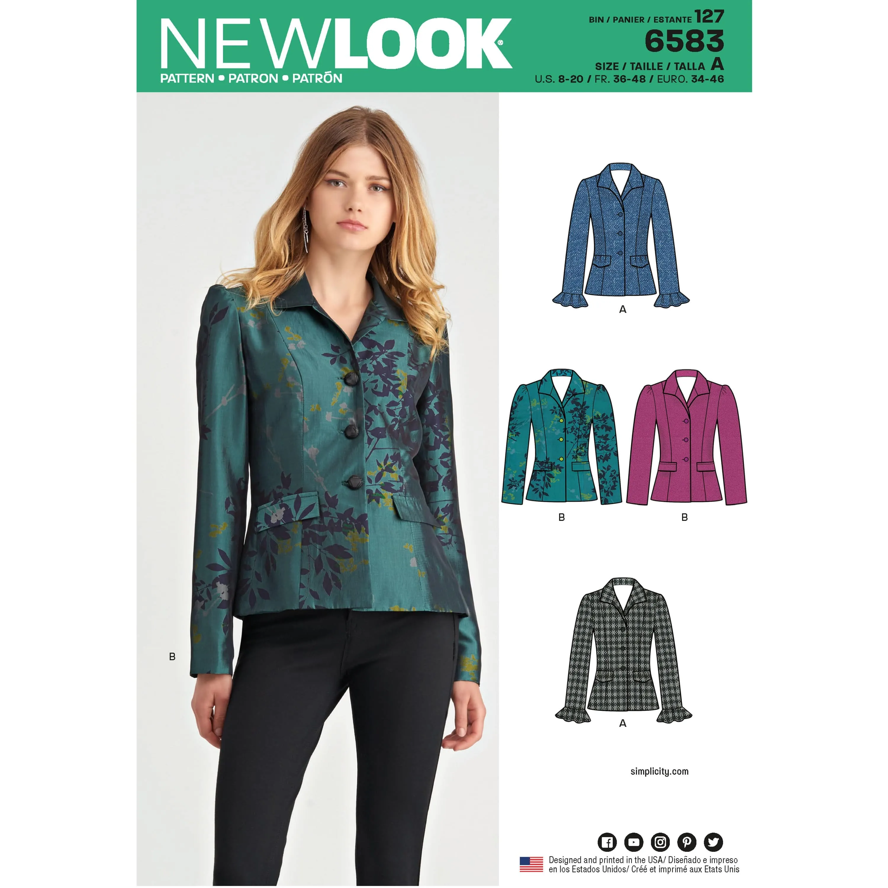 6583 New Look Pattern 6583 Misses' Lined Jacket