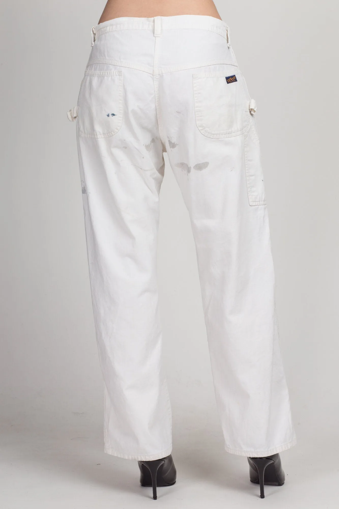 70s Dee Cee White Unisex Painters Pants - Men's Medium, Women's Large, 32"