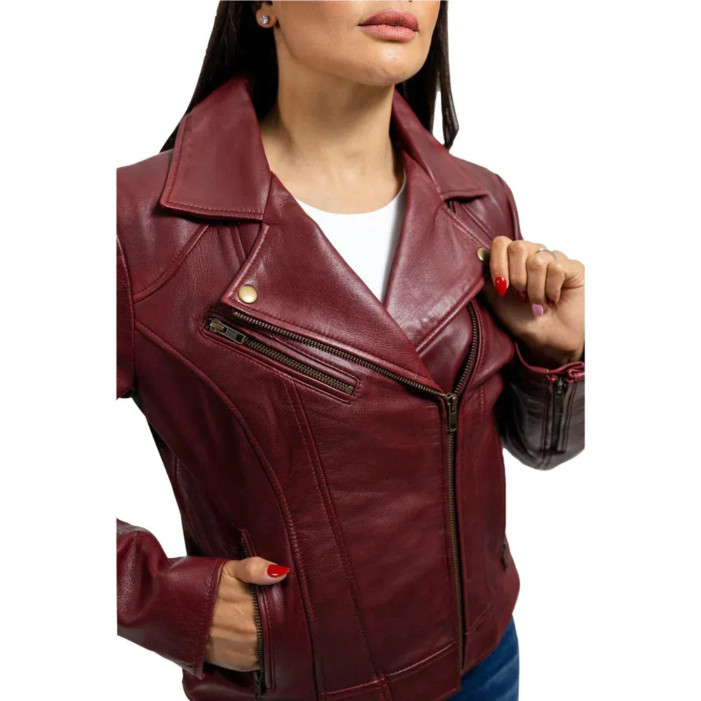 Abigail Women's Vintage Moto Leather Jacket