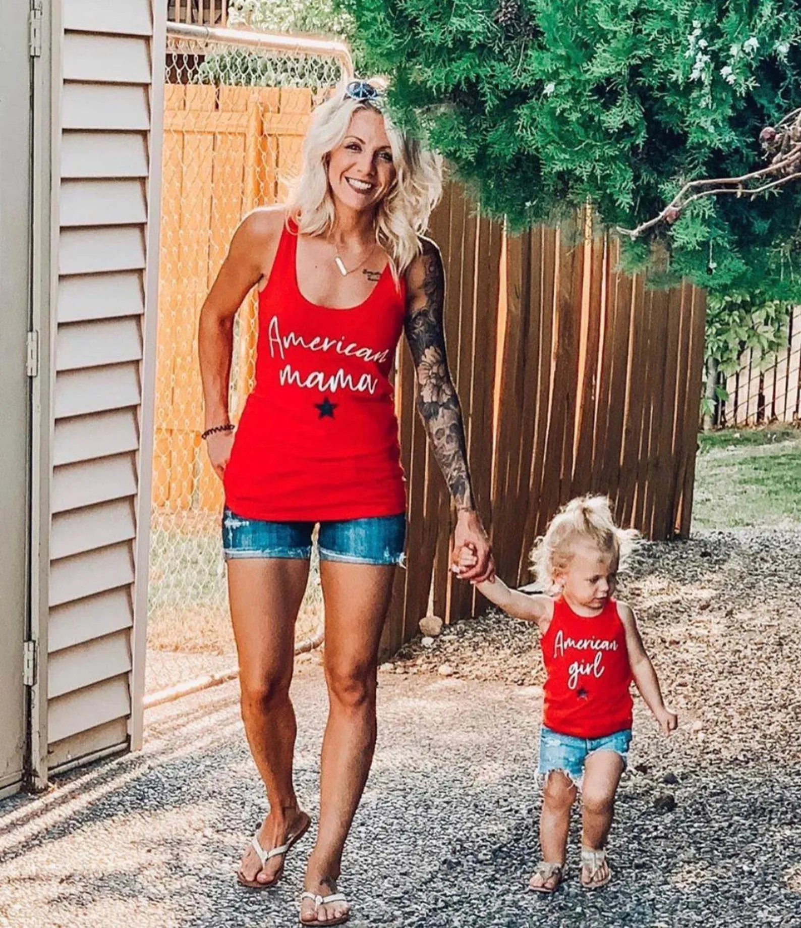 American Mama Matching Red Tanks