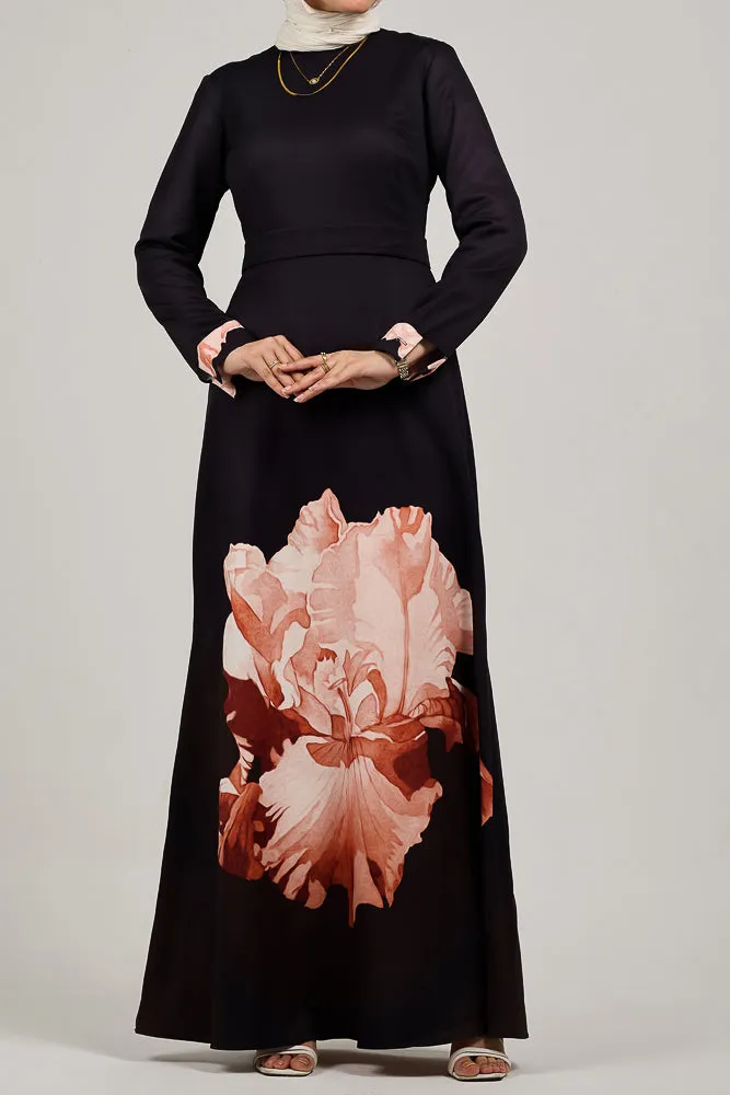 Aura Elegance Floral Maxi Dress with Petal Accents