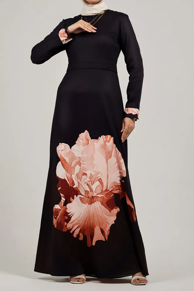 Aura Elegance Floral Maxi Dress with Petal Accents