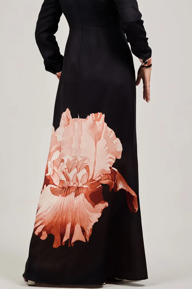 Aura Elegance Floral Maxi Dress with Petal Accents