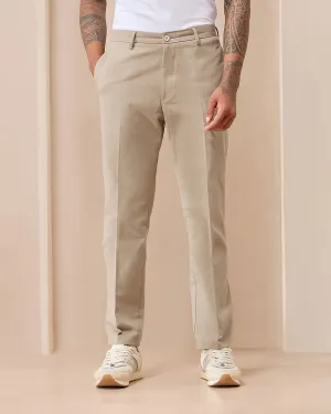 Beige Comfort Fit Cotton Chinos