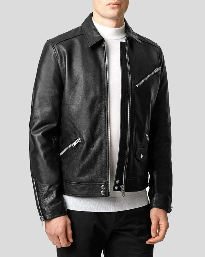 Benn Black Motorcycle Leather Jacket