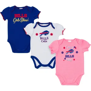 Bills Girls Shine 3 Pack Short Sleeved Onesies