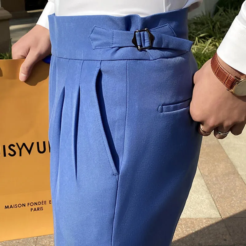 Blue Italian High Waist Slim Fit Pants