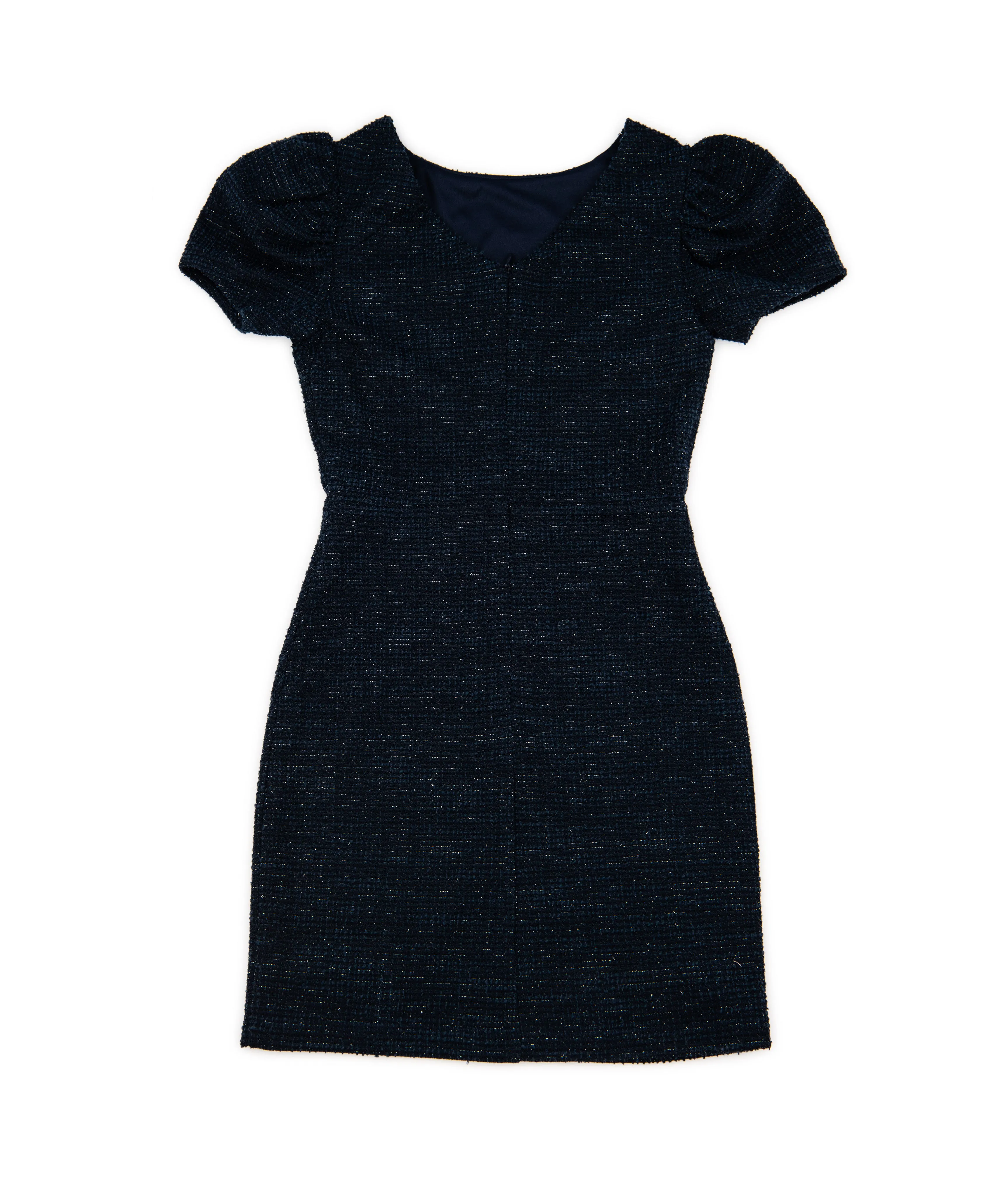 By Debra Girls Navy Boucle Puff Sleeve Sheath Dress