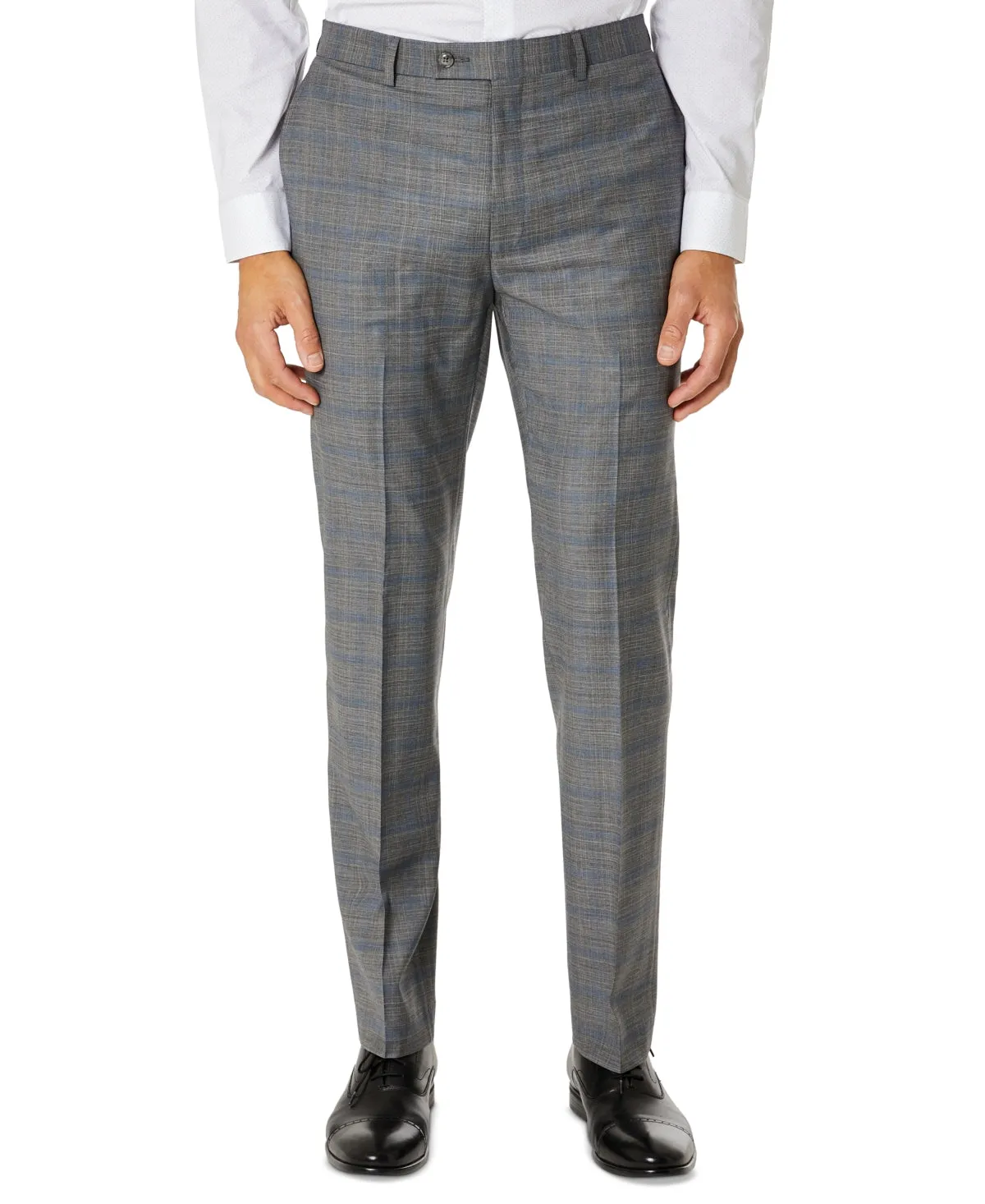 Calvin Klein Mens Slim-Fit Plaid Suit Separate Pants, Size 44WX30L/Grey