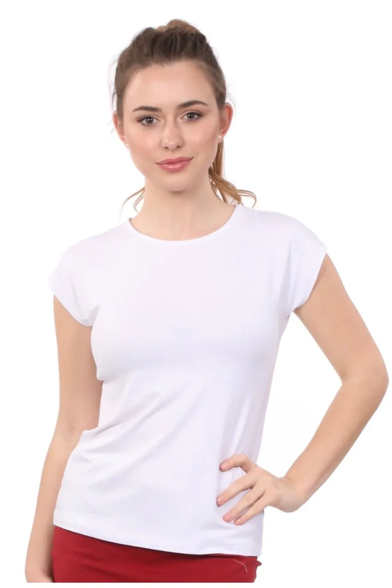 Cap Sleeve Layering Tee Style 1296 in Black or White