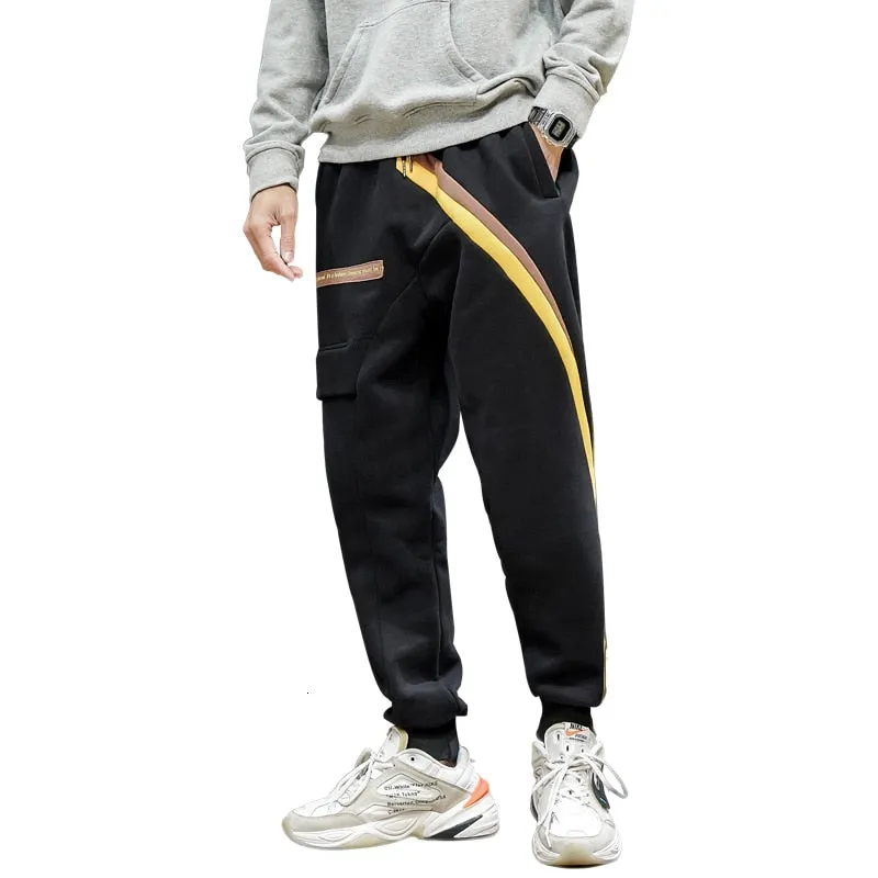 Casual Stripe Thick Jogger Hip Hop Style Men Pants