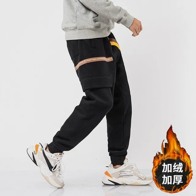 Casual Stripe Thick Jogger Hip Hop Style Men Pants