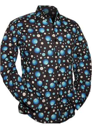 Chenaski Men's Dots &amp; Spots 70's Shirt Navy