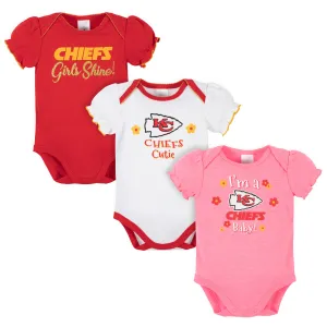 Chiefs Girls Shine 3 Pack Short Sleeved Bodysuits