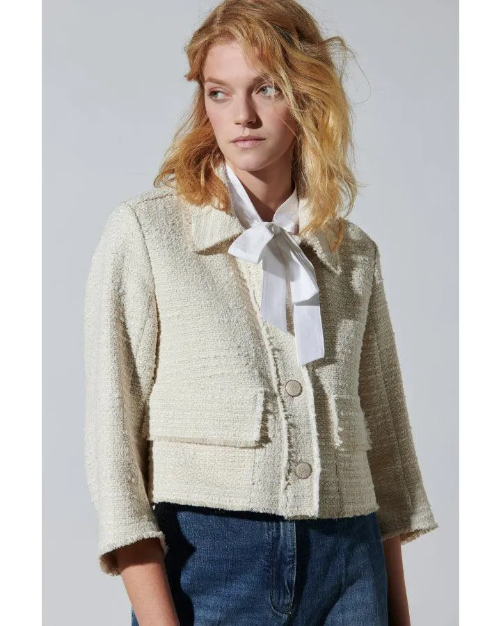 Cropped Tweed Look Jacket