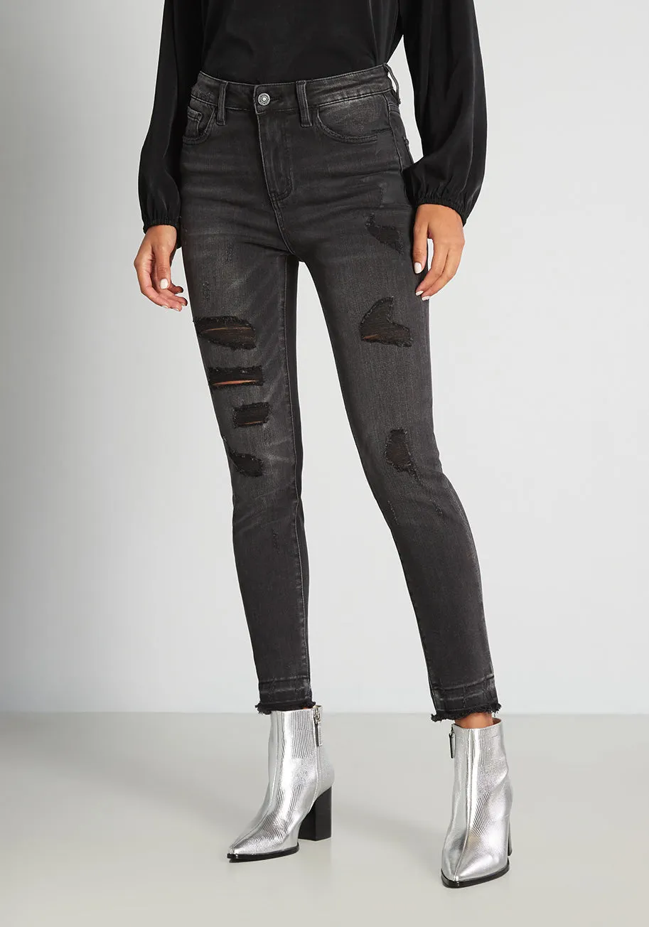 Distressed in Stardust High-Rise Skinny Jeans