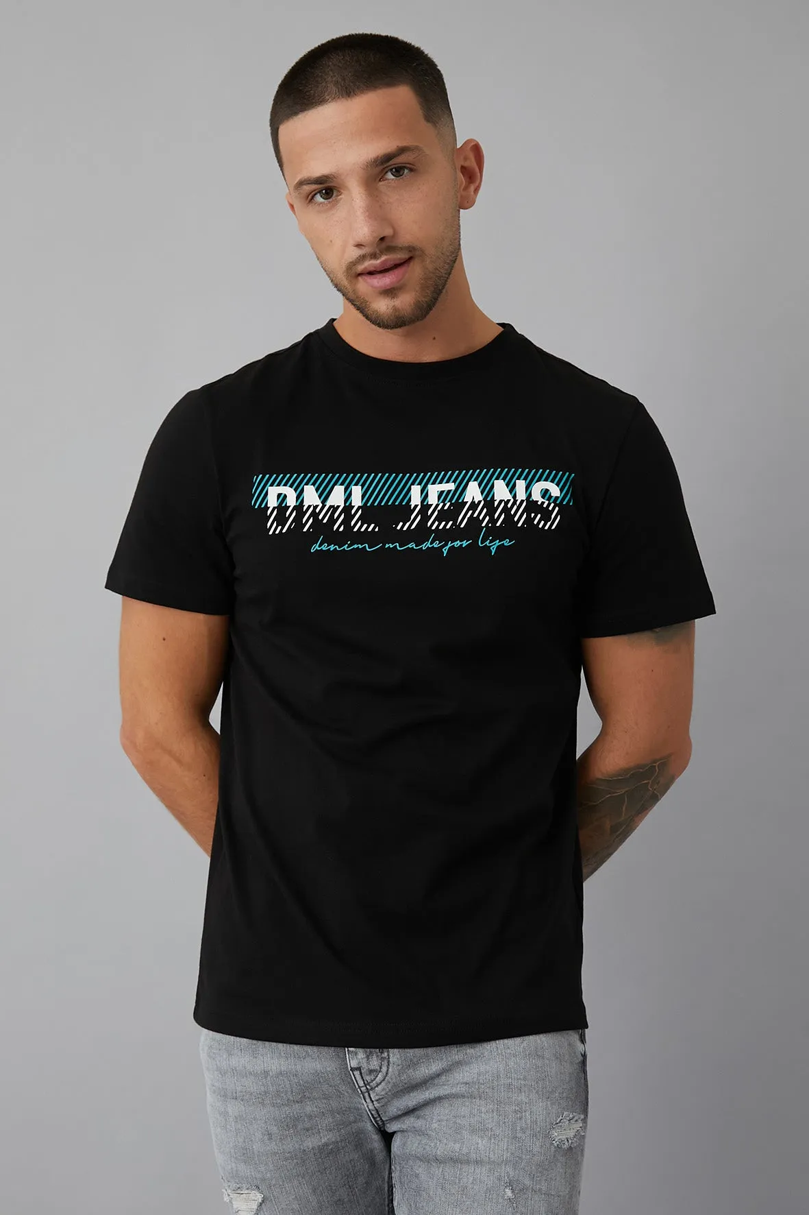 Dynamo Printed crew neck t-shirt in Black