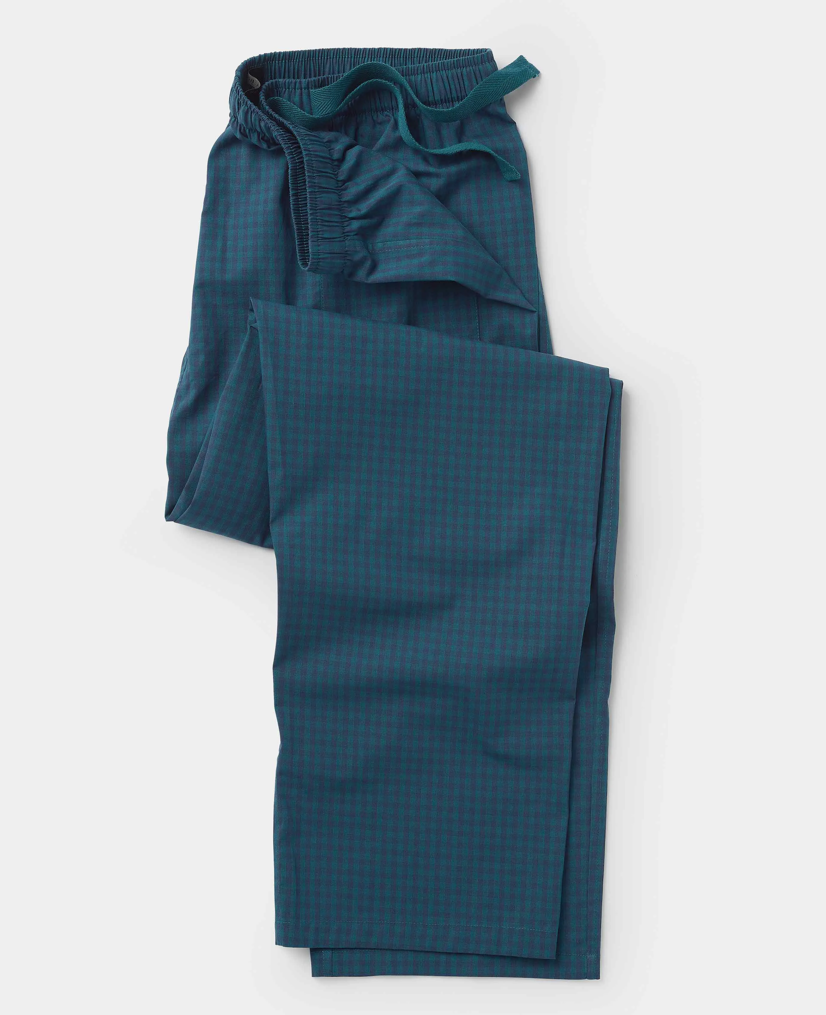 Green Navy Check Brushed Cotton Lounge Pants