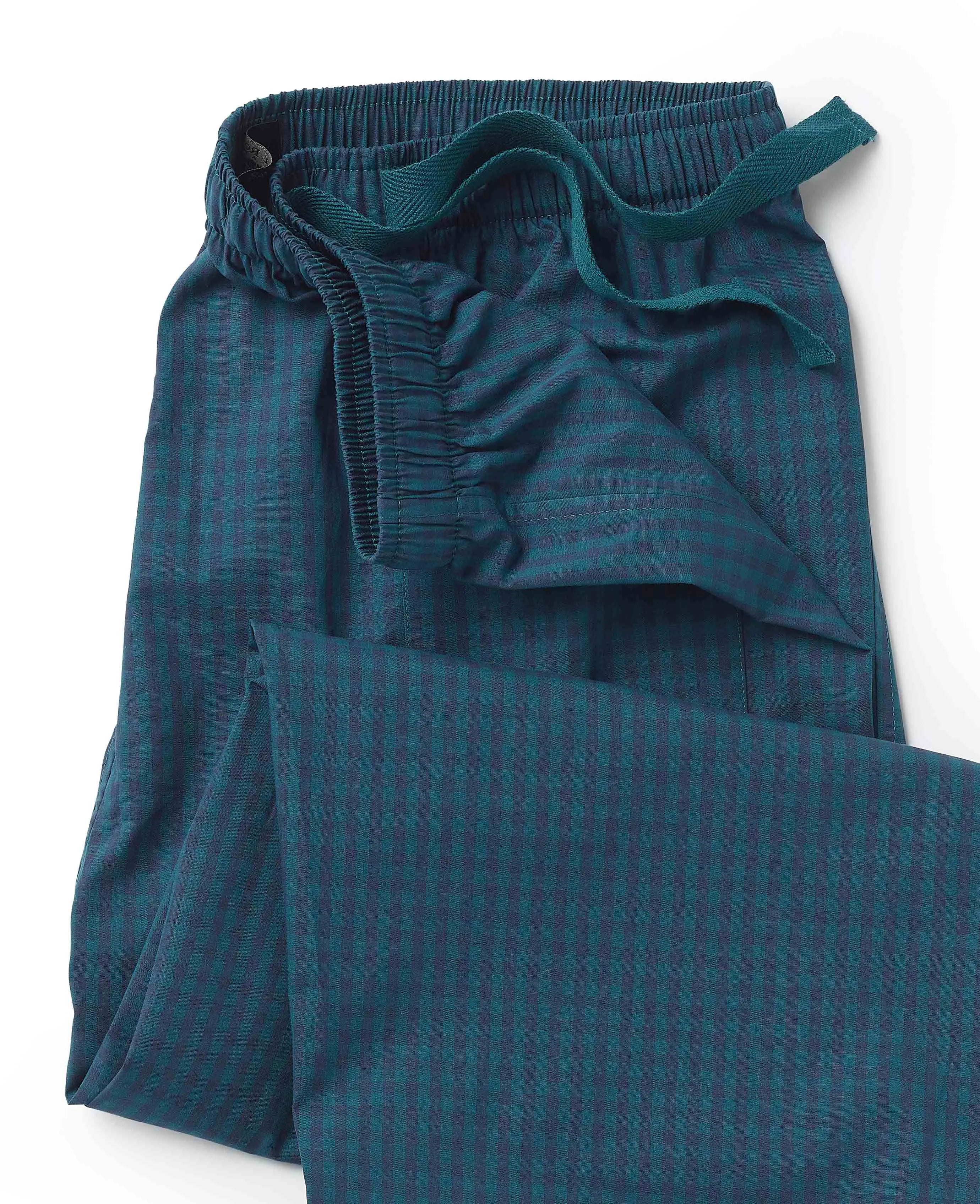 Green Navy Check Brushed Cotton Lounge Pants