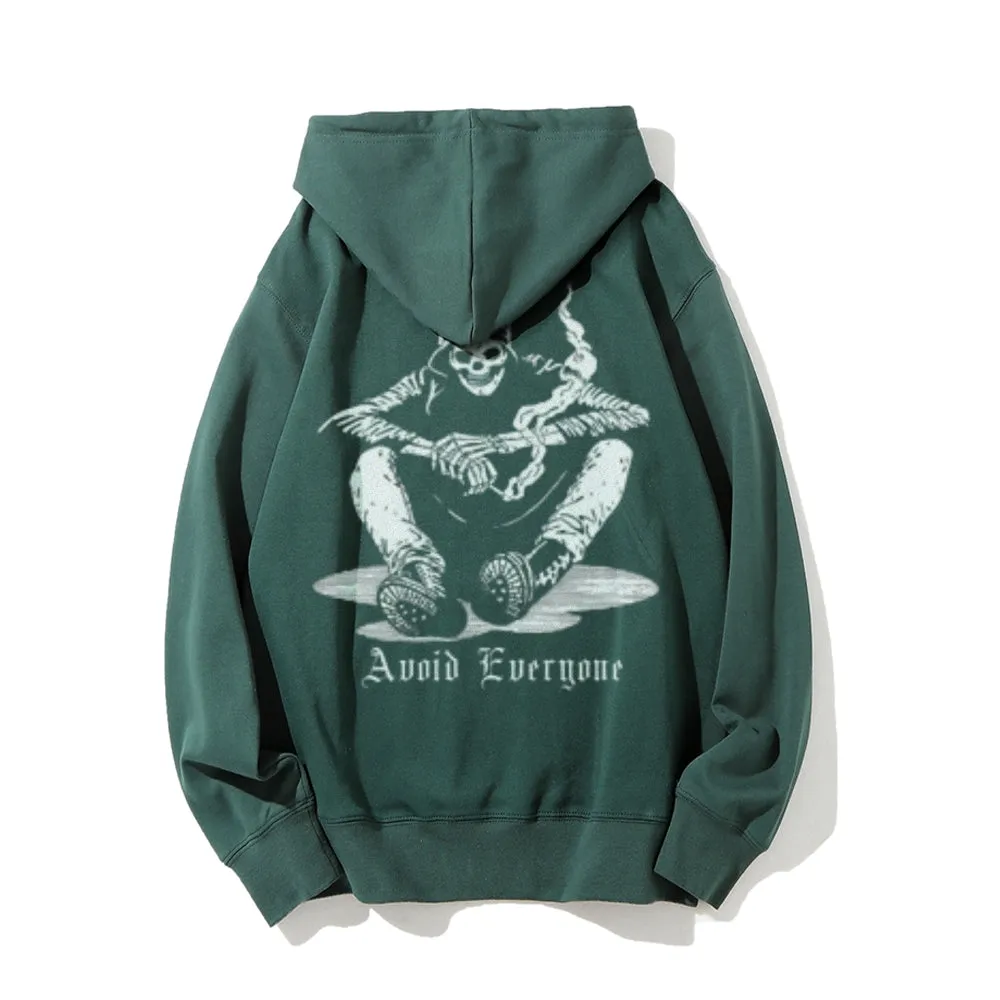 Grim Reaper Graphic Pullover With Kangaroo Pocket Hoodies