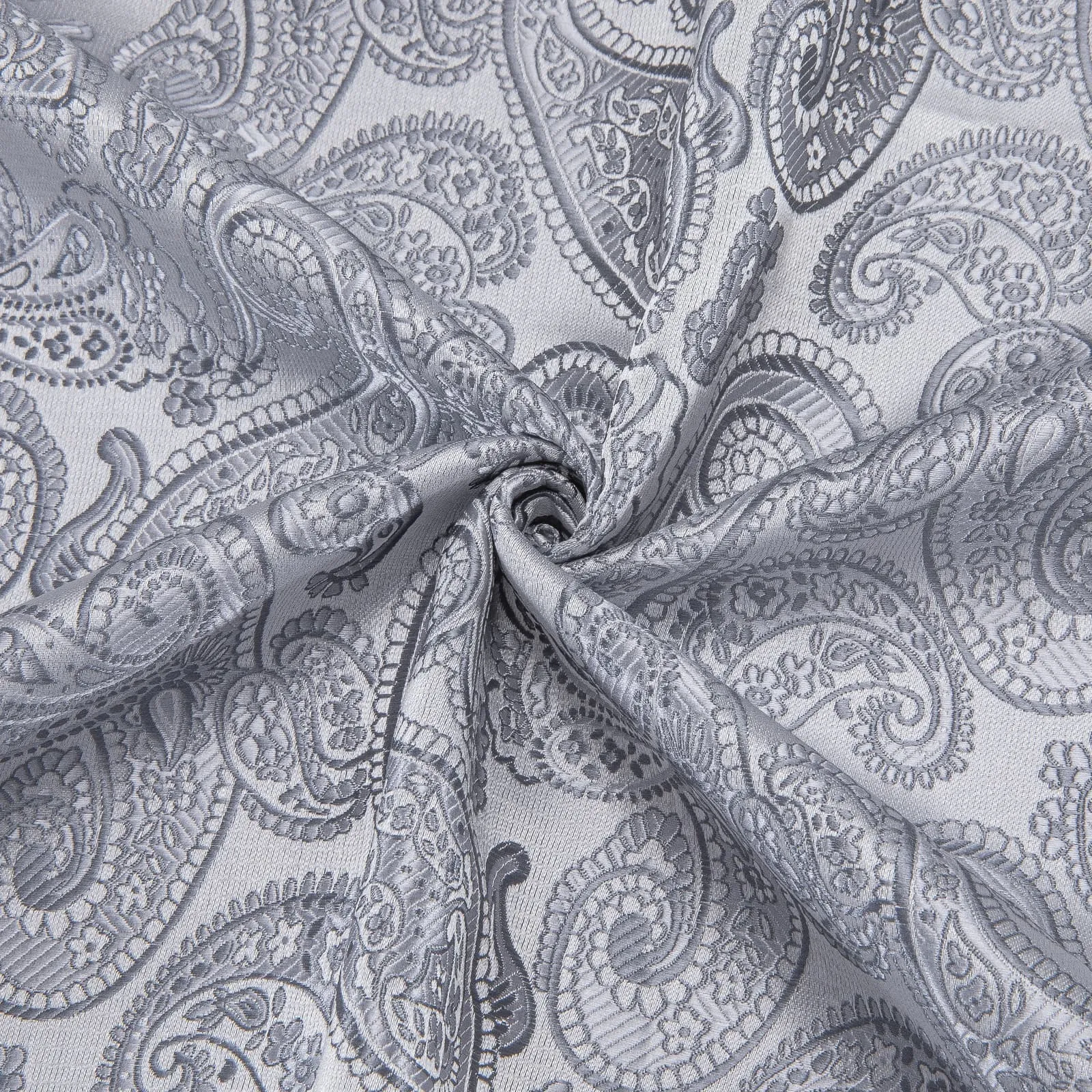 Hi-Tie Long Sleeve Shirt Silver Grey Paisley Winsdor Collar Mens Shirt