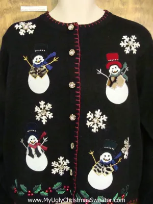 High Class Snowmen with Fur Coats Xmas Sweater