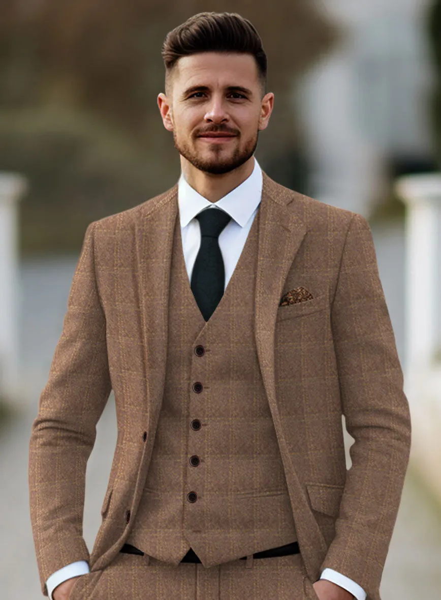 Highlander Dark Beige Windowpane Tweed Jacket