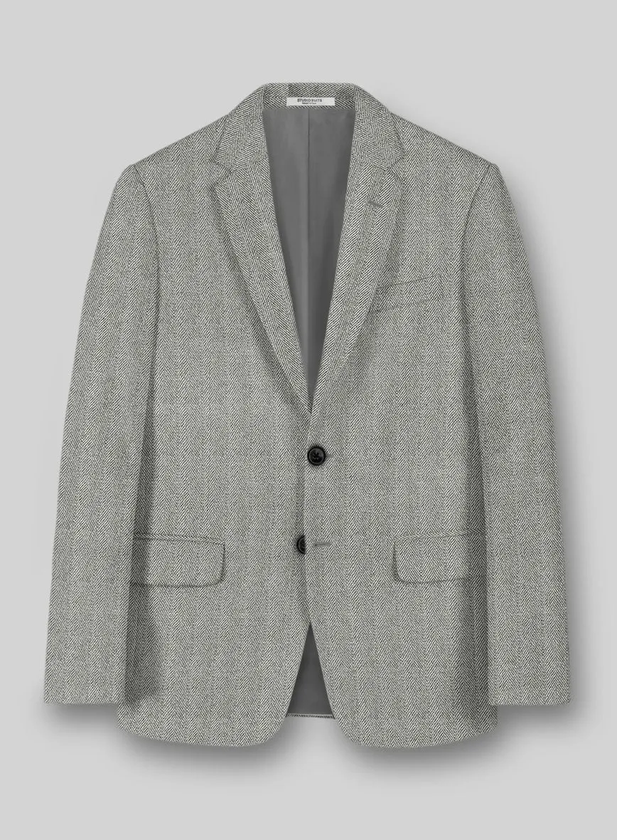 Highlander Light Gray Herringbone Tweed Jacket