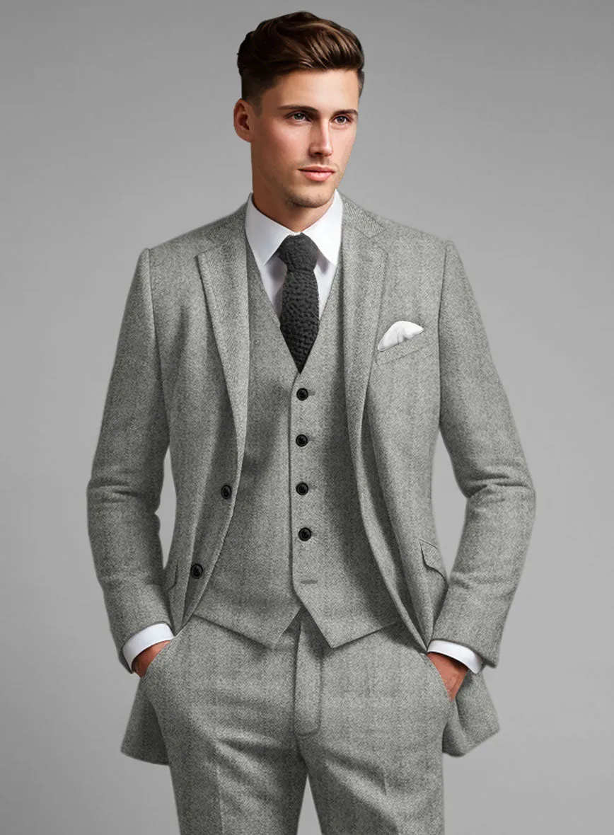 Highlander Light Gray Herringbone Tweed Jacket