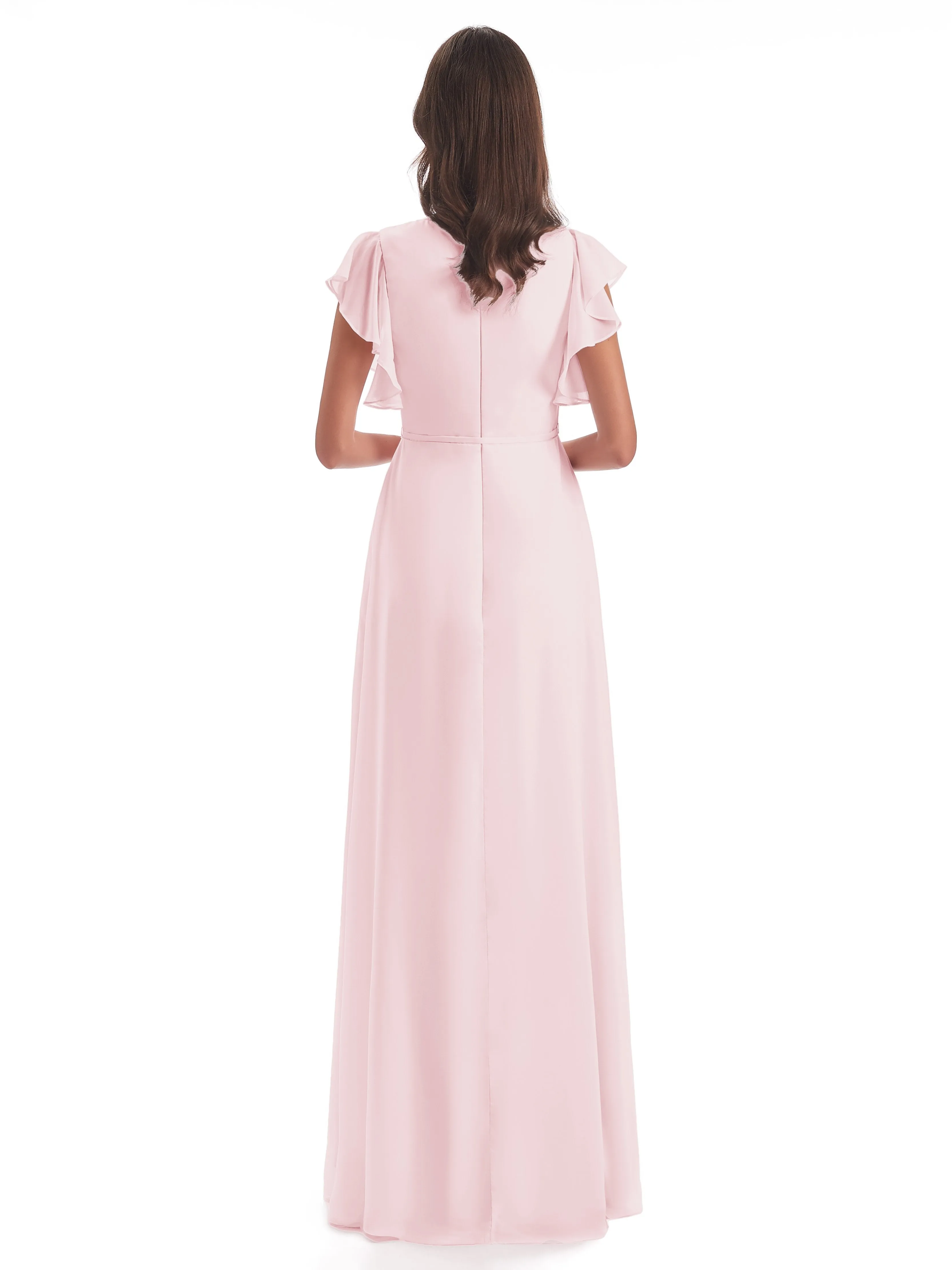 Hope Charming V Neck Long Chiffon Bridesmaid Dresses