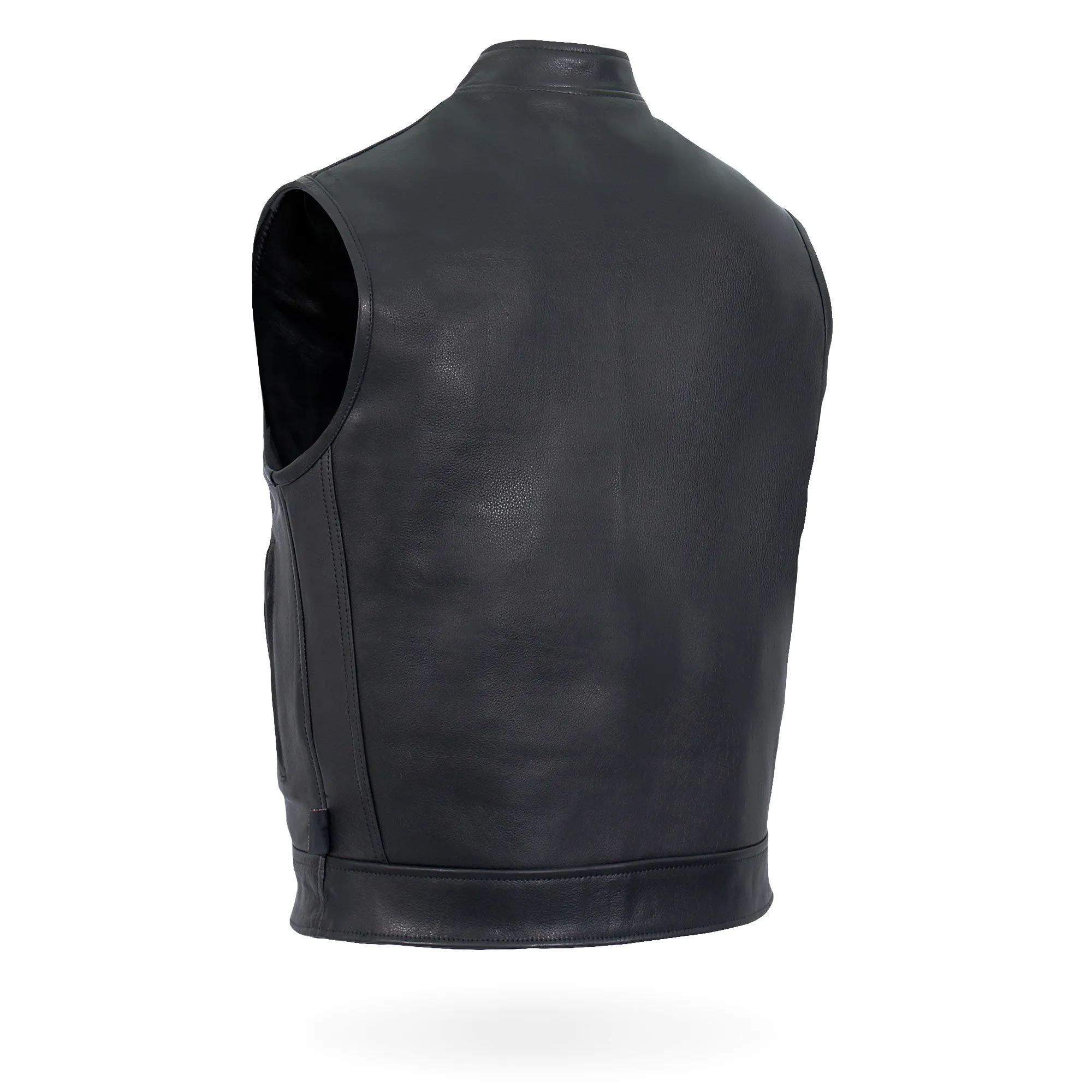 Hot Leathers VSM5004 Men's USA Made Covered Zipper Premium Club Biker Leather Motorcycle Vest