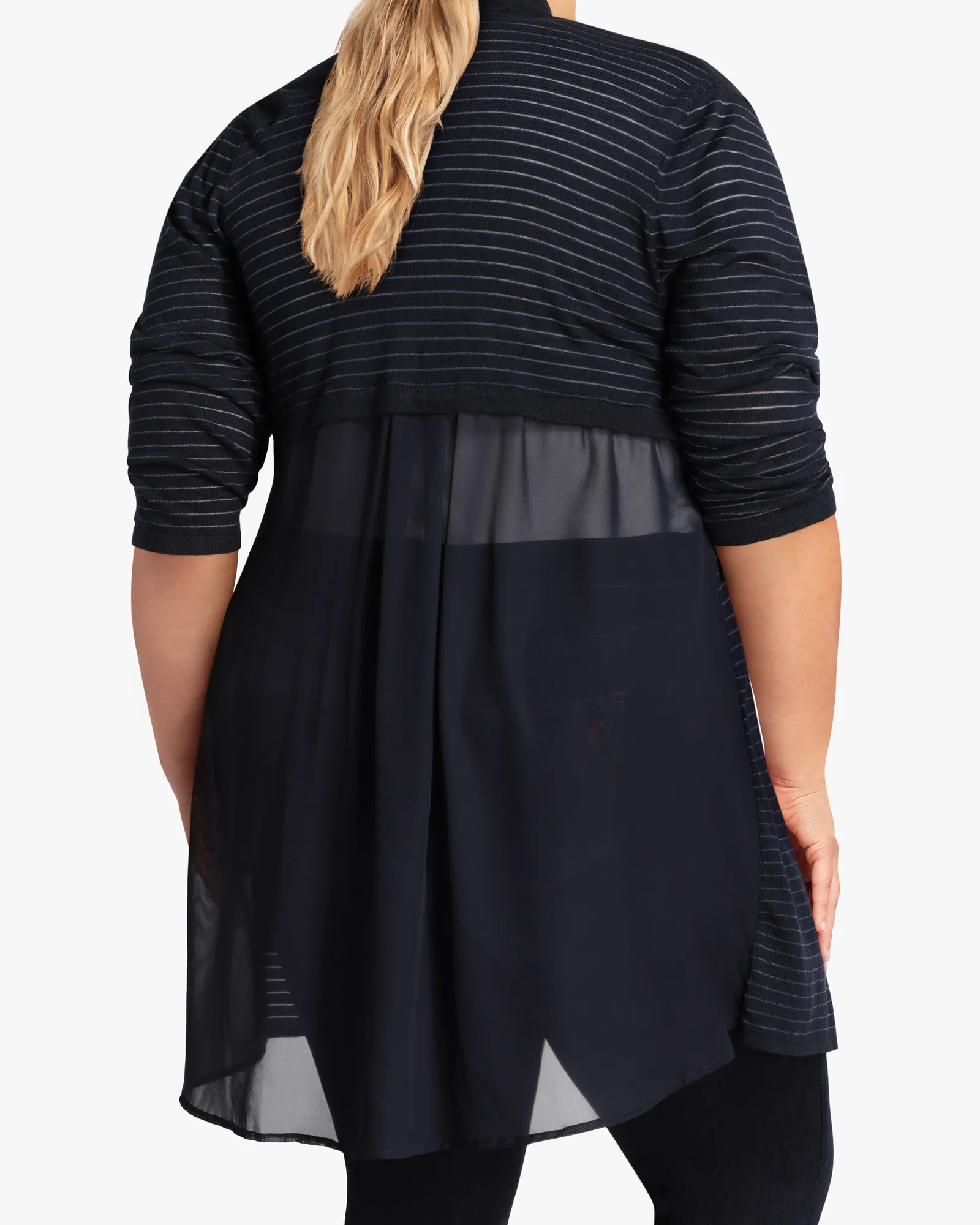 Leslie Three-Quarter-Sleeve Cardigan | Navy