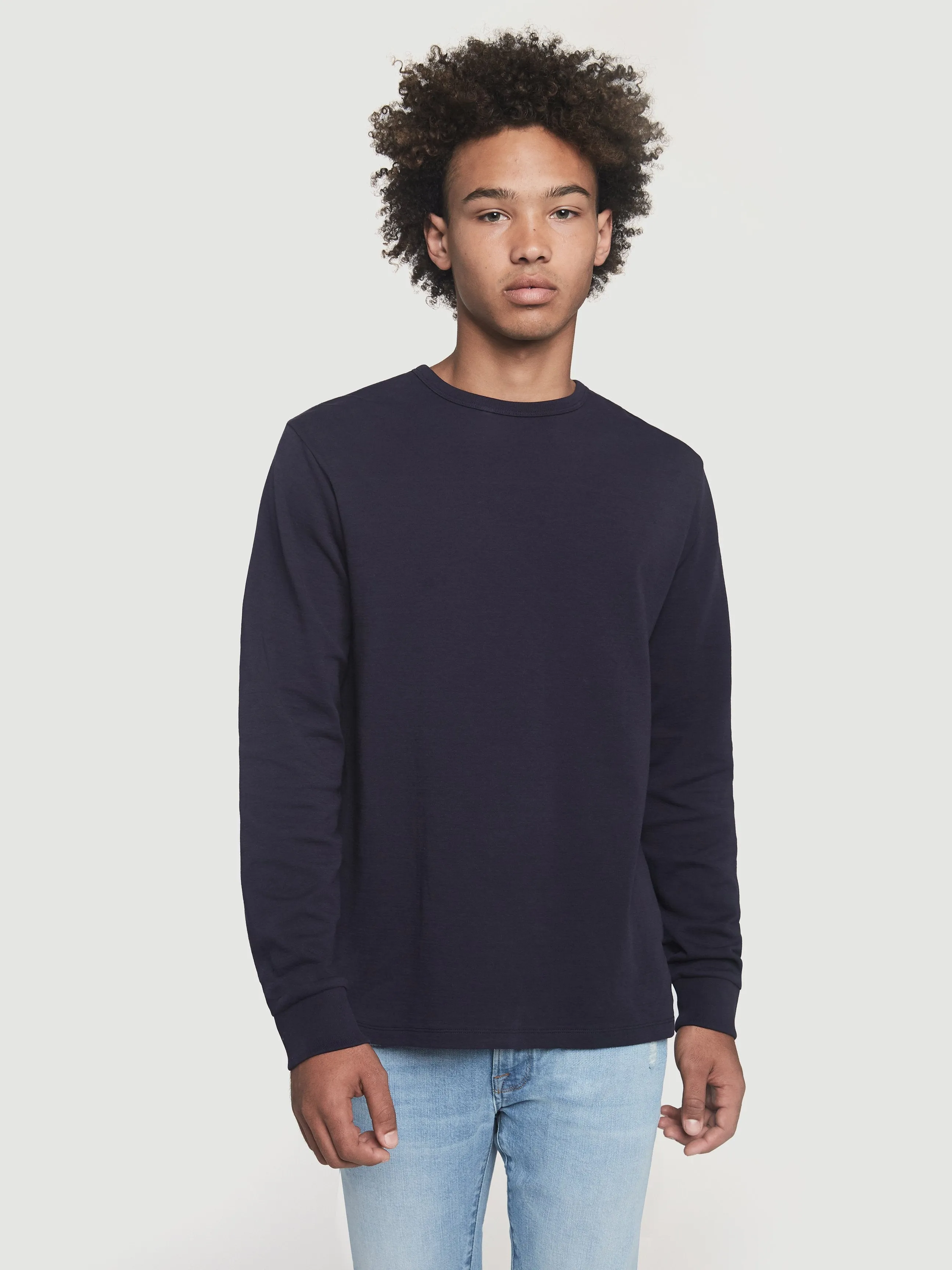 Long Sleeve Quilted Crew -- Navy