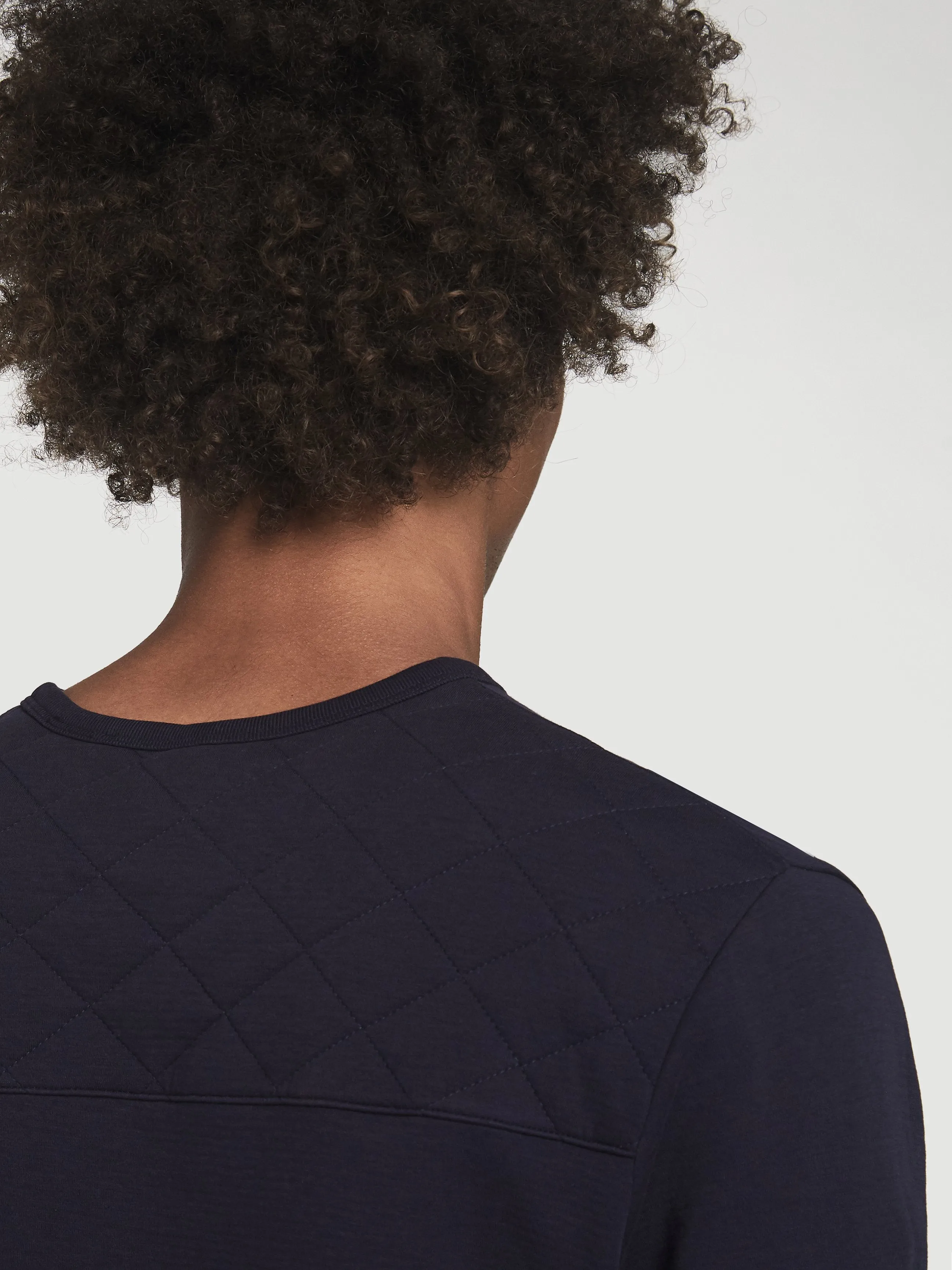 Long Sleeve Quilted Crew -- Navy