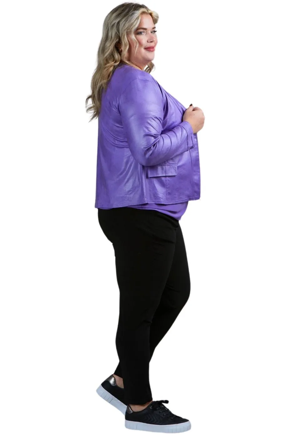 Magna Leather Look Jacket in Lilac