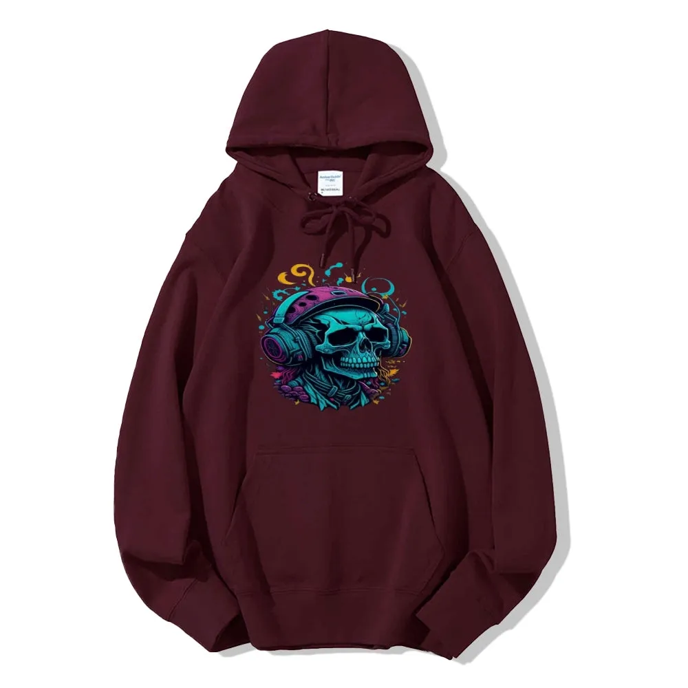 Mens Colorful Skull with Headphones Graphic Hoodies