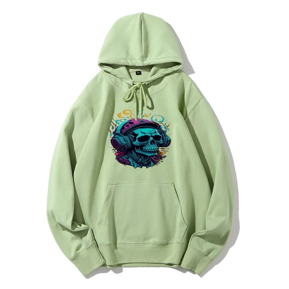 Mens Colorful Skull with Headphones Graphic Hoodies