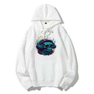 Mens Colorful Skull with Headphones Graphic Hoodies