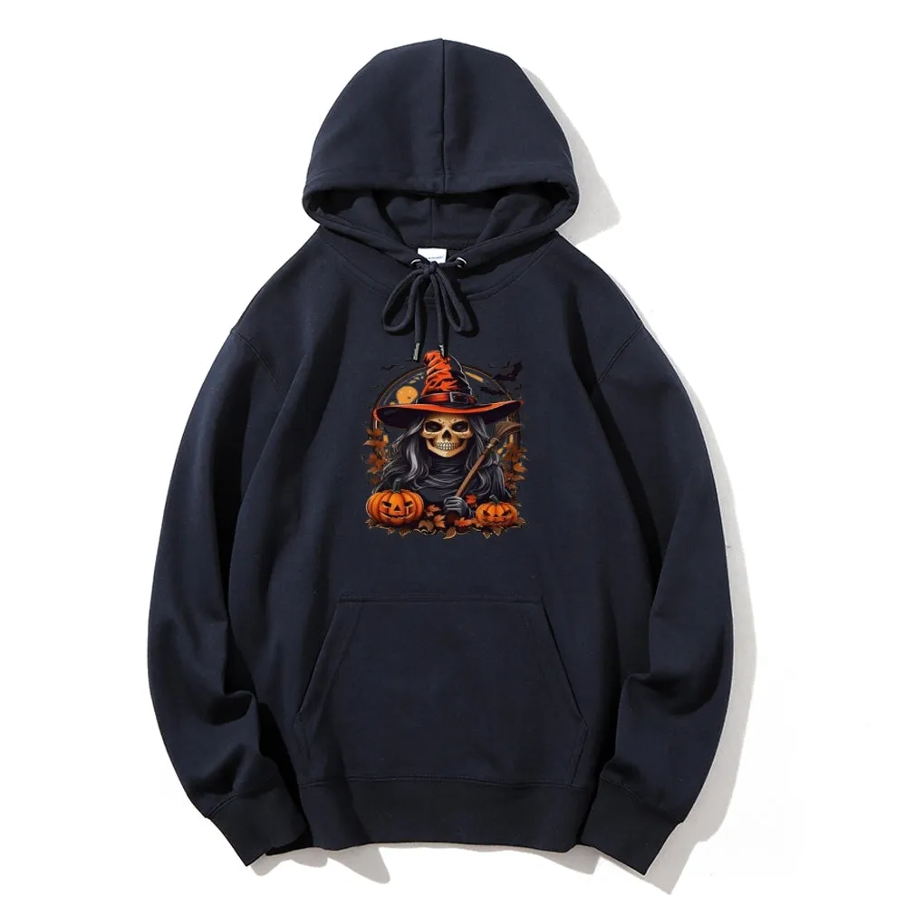 Mens Halloween Skeleton Pumpkins Graphic Hoodies