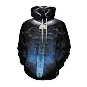 Mens Halloween Skull Sword 3D Print Hoodies