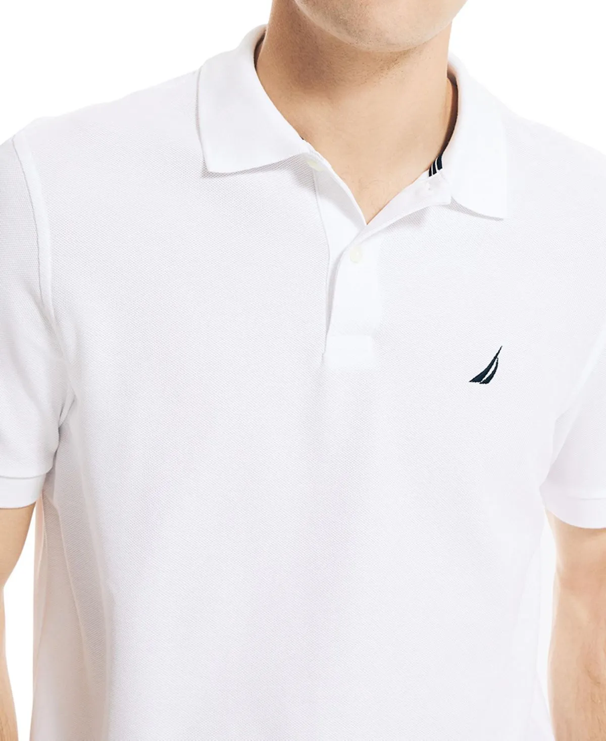 Men's regular fit polo shirt made from environmentally friendly Nautica materials, white