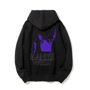 Mens Vintage Kane West Darkness Style Print Graphic Pullover With Kangaroo Pocket Hoodies