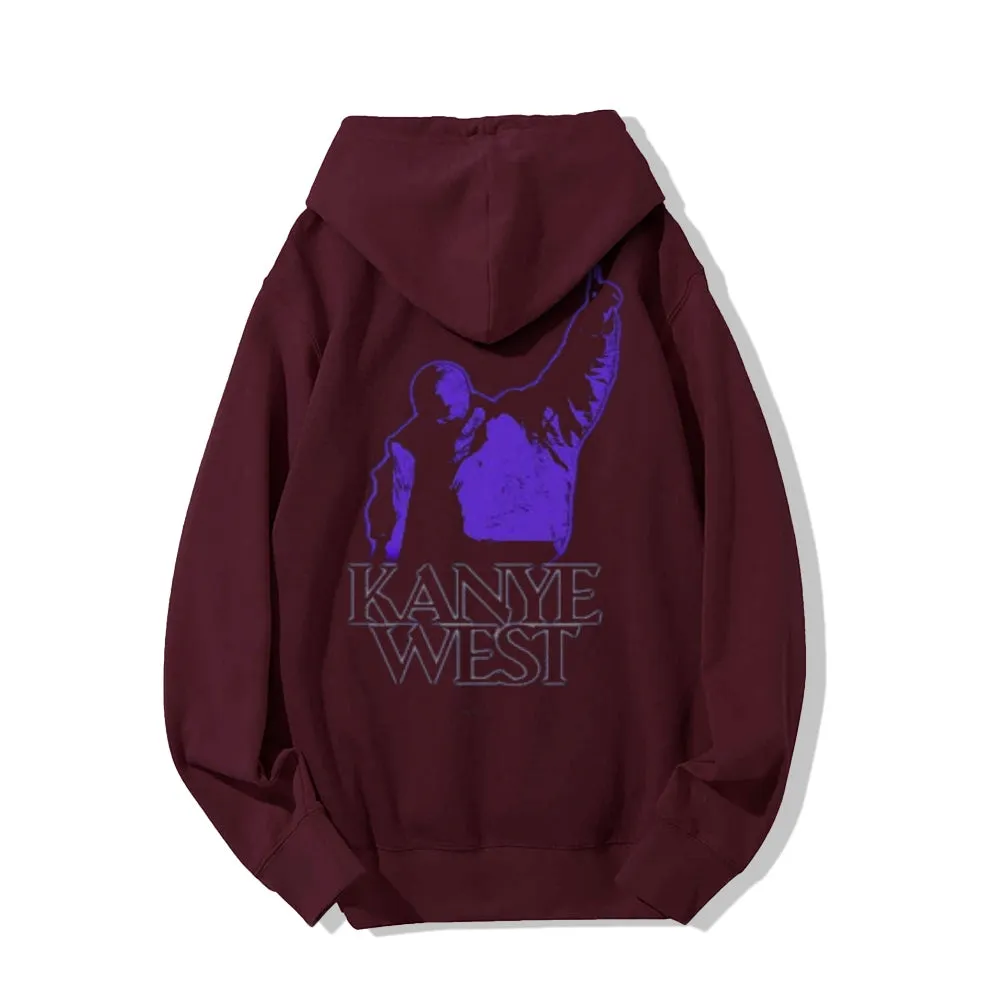 Mens Vintage Kane West Darkness Style Print Graphic Pullover With Kangaroo Pocket Hoodies