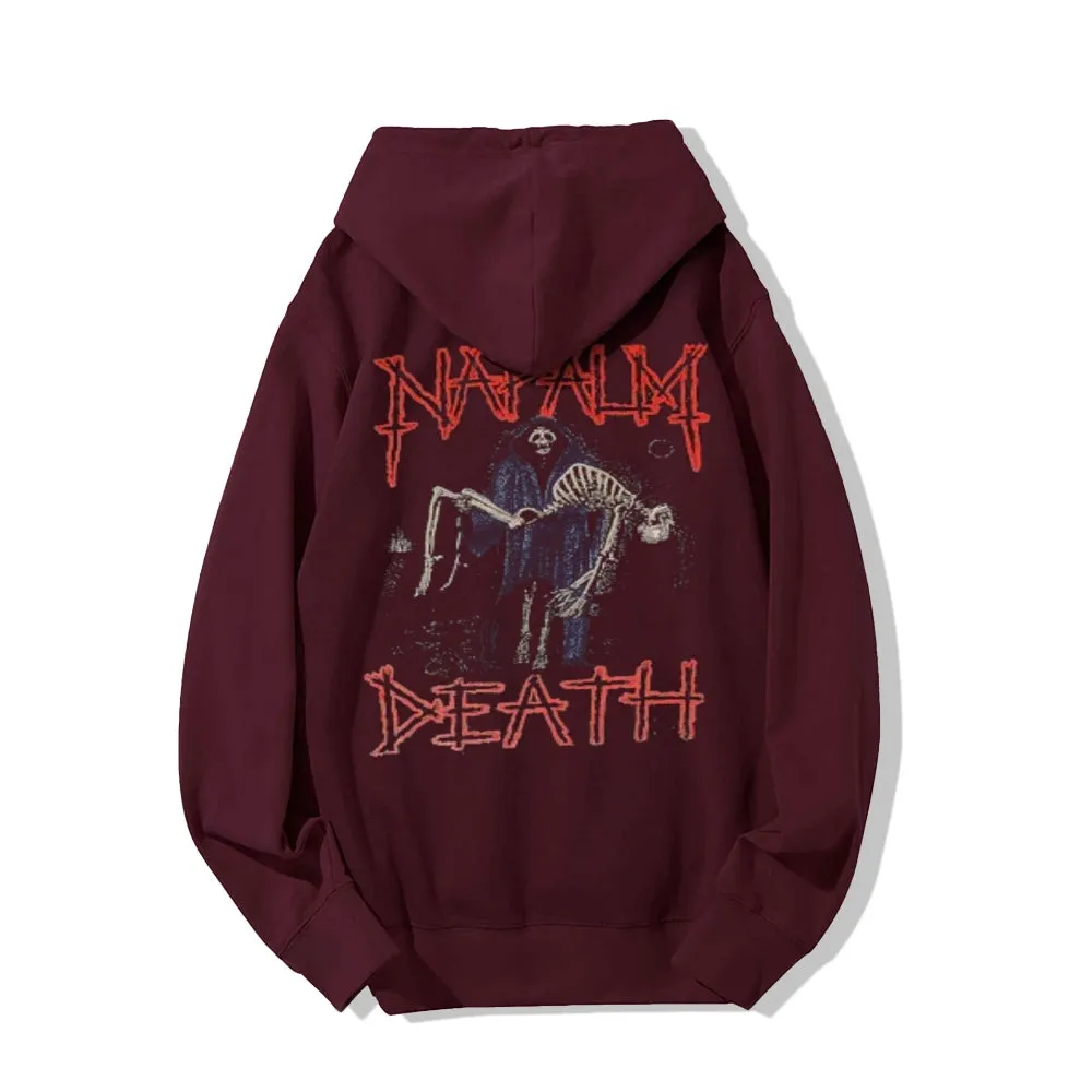 Mens Vintage Napalm Death Darkness Style Print Graphic Pullover With Kangaroo Pocket Hoodies