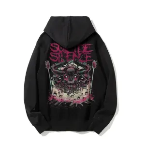 Mens Vintage Suicide Silence Darkness Style Print Graphic Pullover With Kangaroo Pocket Hoodies