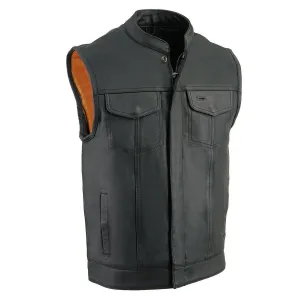 Milwaukee Leather Men's Black Cool-Tec Premium Leather Vest - Club Style Dual Closure Motorcycle Rider Vest MLM3514