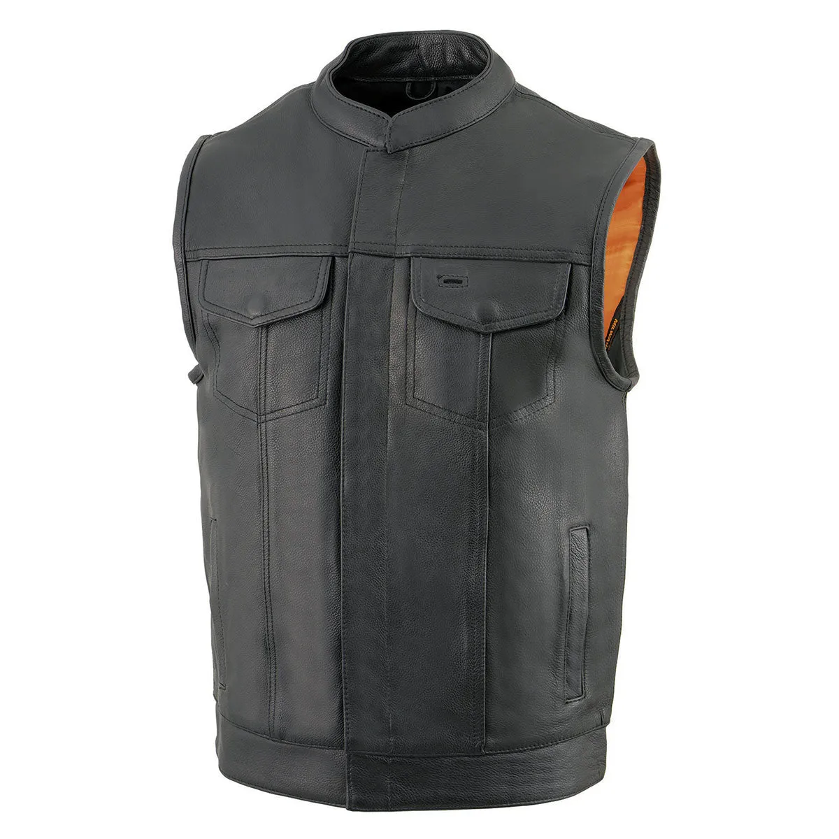 Milwaukee Leather Men's Black Cool-Tec Premium Leather Vest - Club Style Dual Closure Motorcycle Rider Vest MLM3514